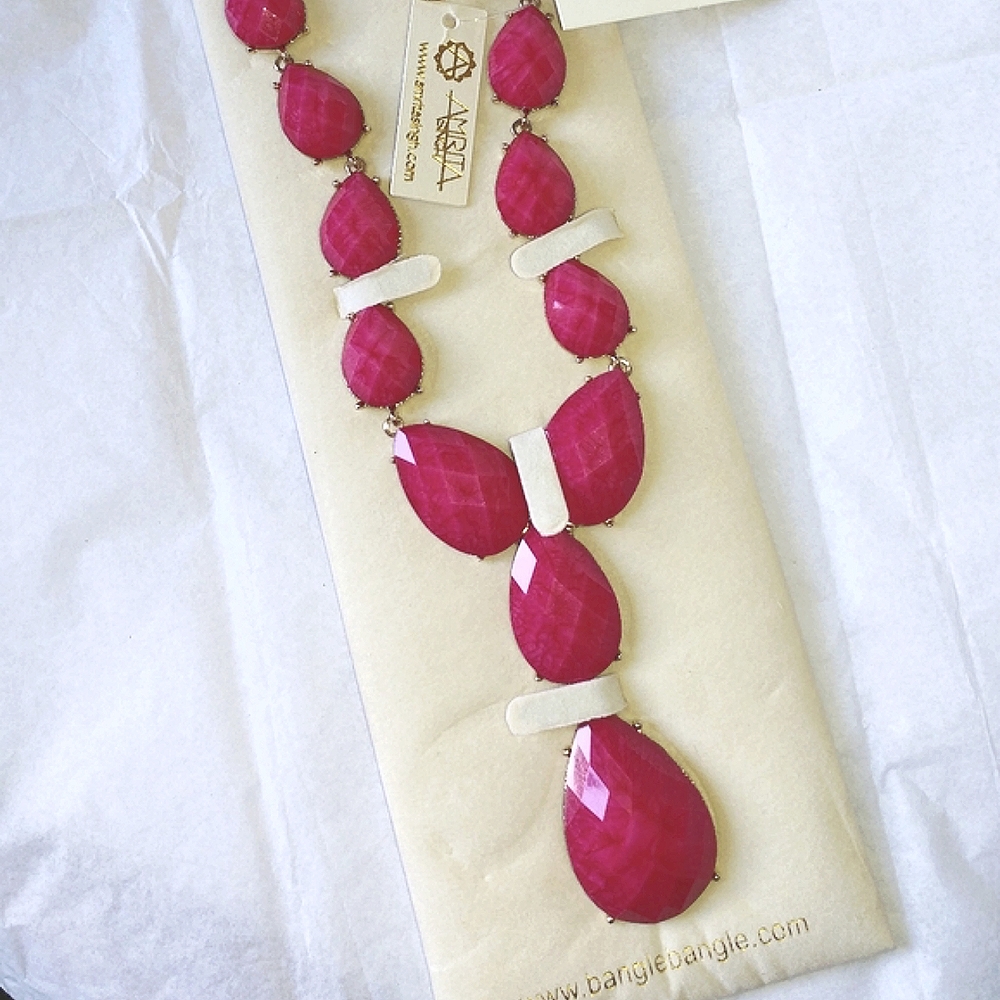 AMRITA SINGH HOT PINK "CAMELLA" NECKLACE - 18" LONG - Picture 1 of 7